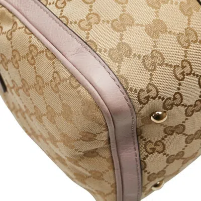 Pre-owned Gucci Gg Canvas Beige Purple Gg Canvas Leather Boston Bag Shoulder Bag () In Multi