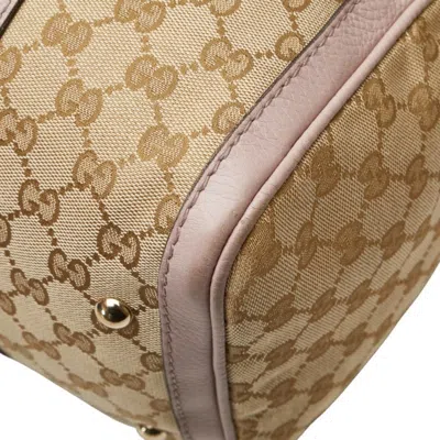 Pre-owned Gucci Gg Canvas Beige Purple Gg Canvas Leather Boston Bag Shoulder Bag () In Multi