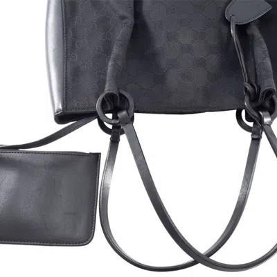 Pre-owned Gucci Gg Canvas Black Gg Canvas Leather Tote Bag ()