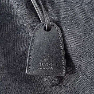 Pre-owned Gucci Gg Canvas Black Gg Canvas Leather Tote Bag ()