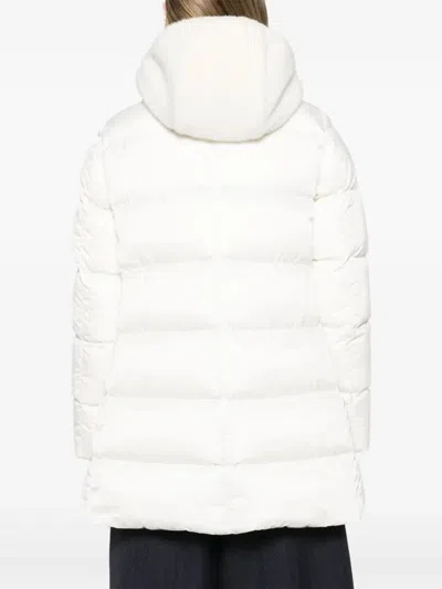 Herno A-shape Down Jacket In Satin And Lady Alternative Fur Clothing In White
