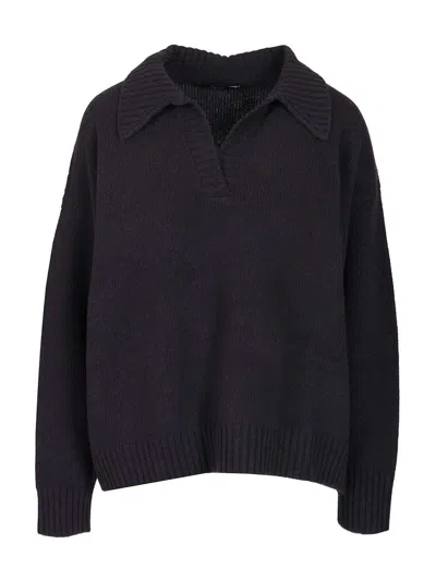 Weekend Max Mara Agre Polo Vest. Uomo Knitwear Blue In Black