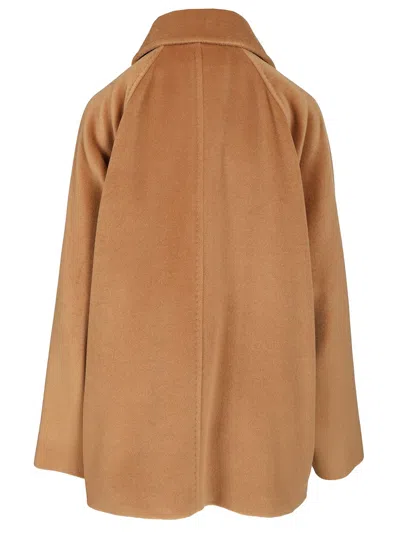 Max Mara Double-breasted Wool Pea Coat In Brown