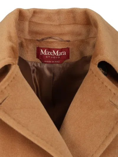 Max Mara Double-breasted Wool Pea Coat In Brown