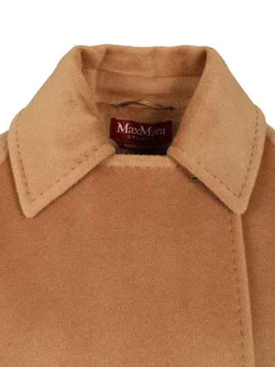 Max Mara Double-breasted Wool Pea Coat In Brown