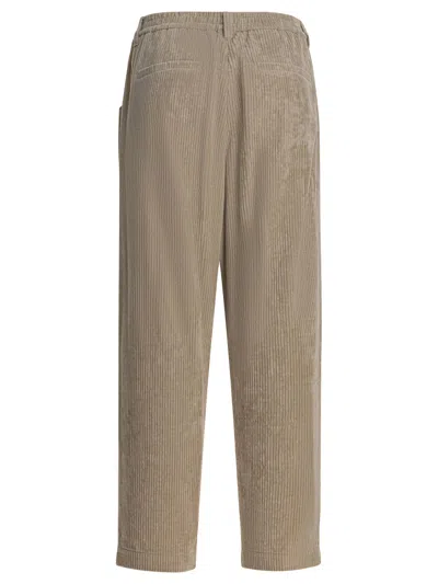Brunello Cucinelli Women Corduroy Velvet Baggy Trousers In Neutral