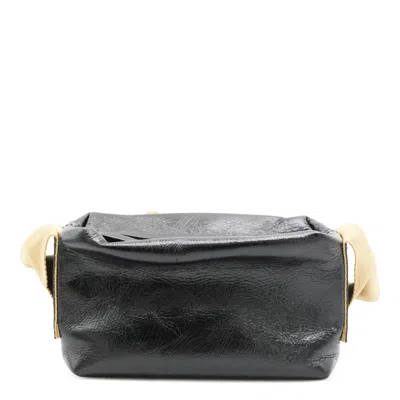 Uma Wang Textured Leather Shoulder Bag With Adjustable Strap In Black