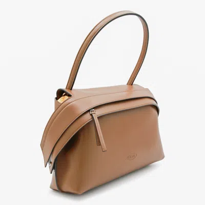 Tod's Brown Leather Wav Shoulder Bag In Brown