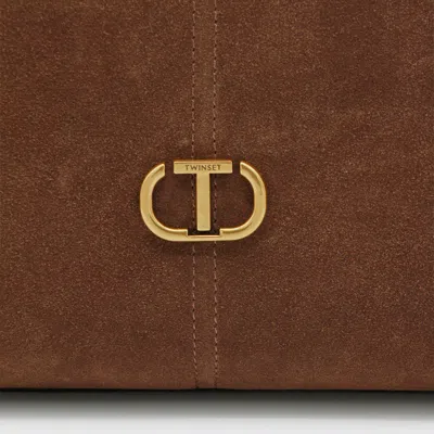 Twinset Knot-detail Logo Tote Bag In Brown