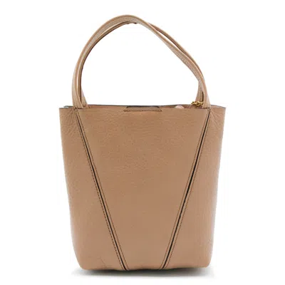 Chloé Beige Leather Spin Tote In Neutral