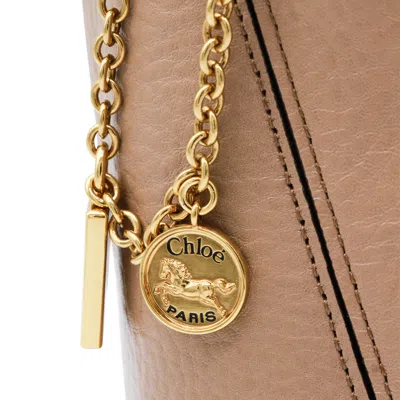 Chloé Beige Leather Spin Tote In Neutral