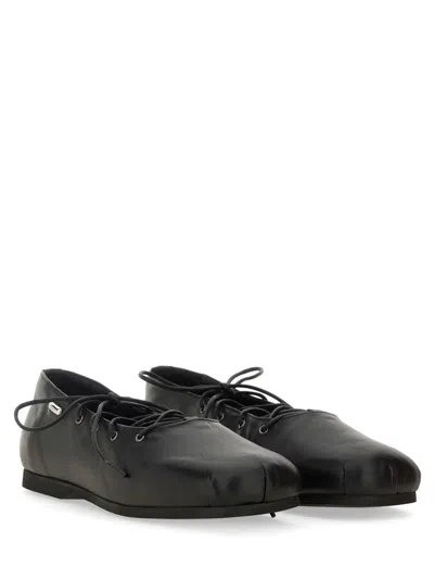 Our Legacy Minimalist Black Ballerina Slip-ons With Lace-up Detailing In Black