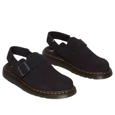 Dr. Martens Black Suede Leather Sandal In Black