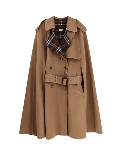 Burberry Belmont Virgin Wool Cape In Brown