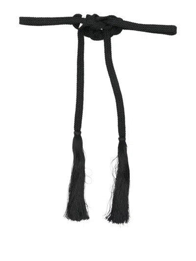 Forte Forte Braided Tassel End Belts Collection In Black