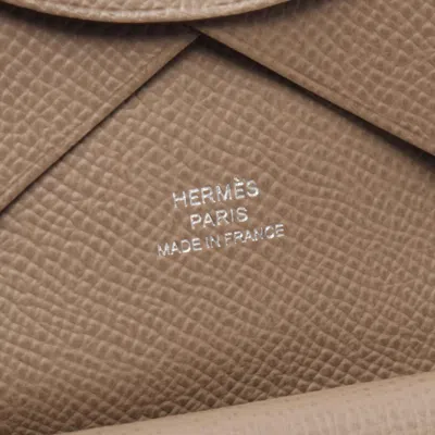 Pre-owned Hermes Brown Etoupe Gray Epsom Leather Leather Coin Purse/coin Case () In Multi