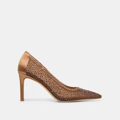 Dolce Vita Kashe Crystal Heels Mid Brown Mesh In Brown