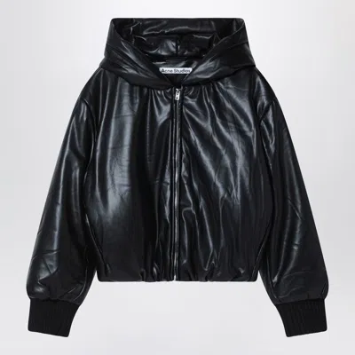 Acne Studios Hooded Faux Leather Jacket A90654le R In Black