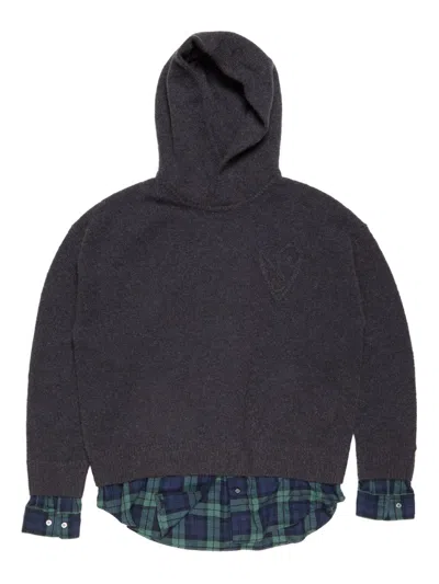 Acne Studios Women Layered Wool Hoodie In Brown