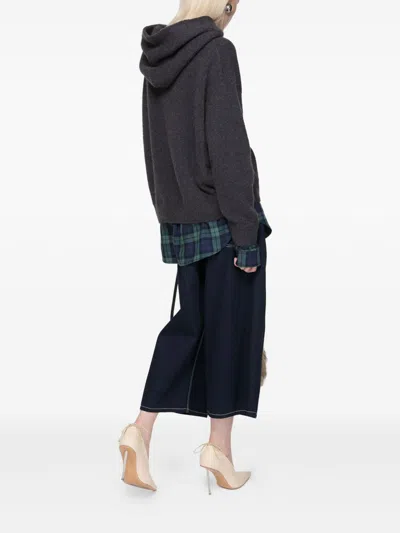 Acne Studios Women Layered Wool Hoodie In Brown