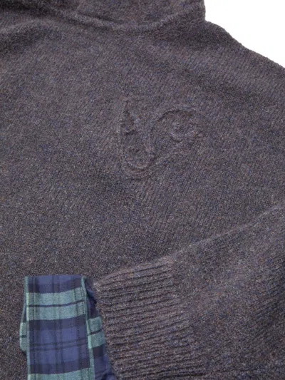 Acne Studios Women Layered Wool Hoodie In Brown