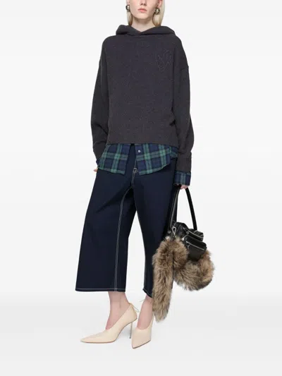 Acne Studios Women Layered Wool Hoodie In Brown