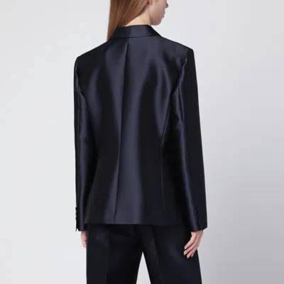 Alberta Ferretti Single-breasted Jacket In Glossy Silk-blend Satin Women In Blue