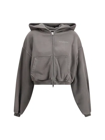 Alexander Wang Women Cropped Zip-up Hoodie In Gray