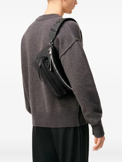 Ami Alexandre Mattiussi Shoulder Bag With Adjustable Strap And Front Pocket In Black