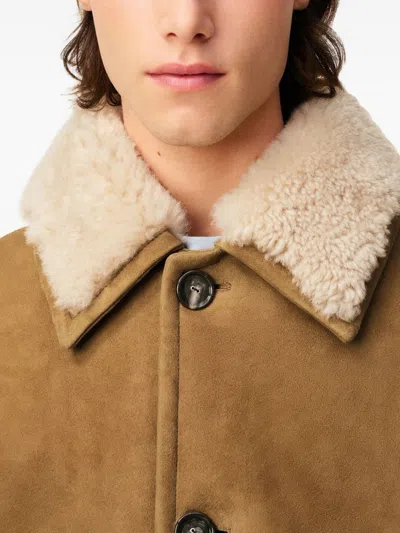 Ami Alexandre Mattiussi Shearling Leather Outerwear Featuring Pockets In Multi