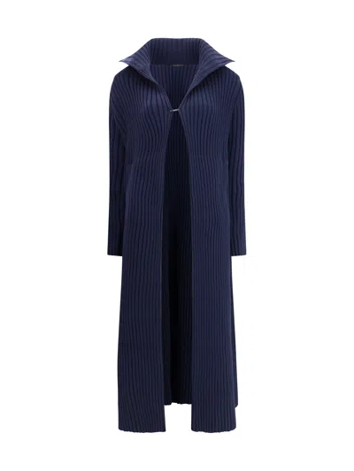 Balenciaga Women Ribbed Shawl-collar Cardigan In Blue