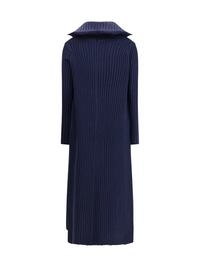 Balenciaga Women Ribbed Shawl-collar Cardigan In Blue