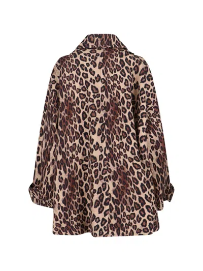 Alberto Biani Animal Print Double Breasted Jacket Wide Collar In Multi