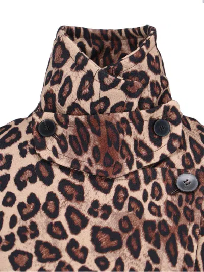 Alberto Biani Animal Print Double Breasted Jacket Wide Collar In Multi
