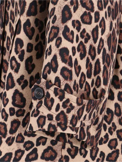 Alberto Biani Animal Print Double Breasted Jacket Wide Collar In Multi