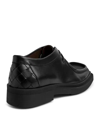 Bottega Veneta Black Leather Ben Lace-up Shoes In Black