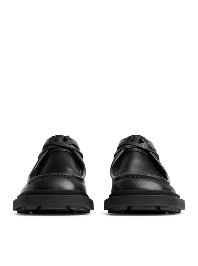 Bottega Veneta Black Leather Ben Lace-up Shoes In Black
