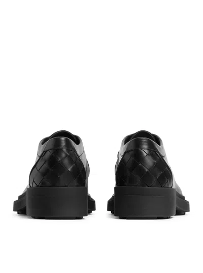 Bottega Veneta Black Leather Ben Lace-up Shoes In Black