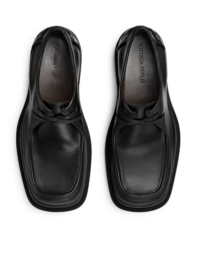Bottega Veneta Black Leather Ben Lace-up Shoes In Black