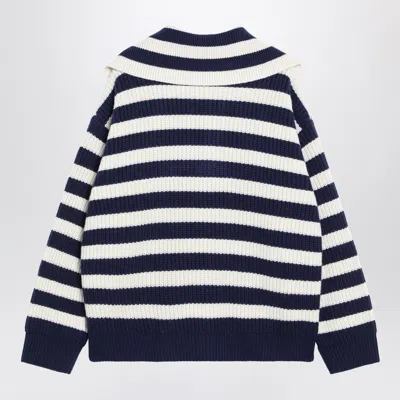 Bottega Veneta Men White/blue Striped Wool-blend Sweater In White