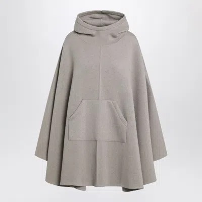 Bottega Veneta Women Beige Cashmere-blend Hooded Cape In Gray