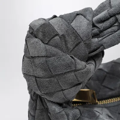 Bottega Veneta Women Mini Jodie Bag In Graphite Suede In Gray