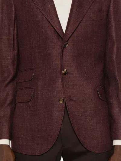Brunello Cucinelli Tailored Single-breasted Jacket Lapel In Burgundy