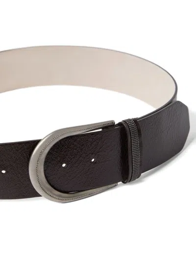 Brunello Cucinelli Adjustable Strap Belt Metal Buckle In Brown