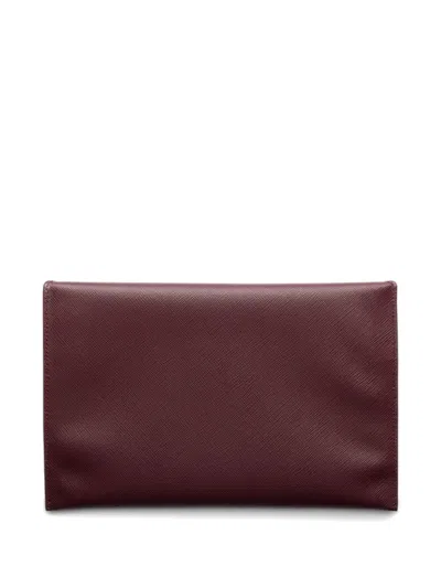 Prada Saffiano Leather Envelope Clutch In Red