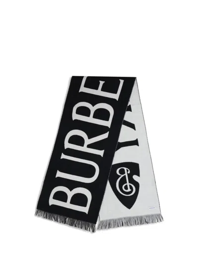 Burberry Women Wool Logo Scarf In Black