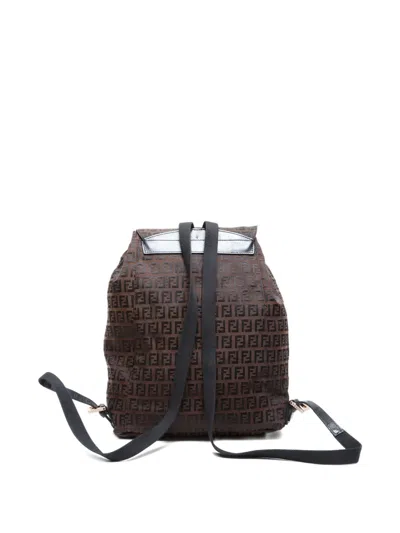 Pre-owned Fendi 2000-2015 Zucchino-patterned Backpack In Brown