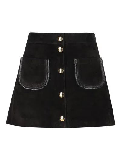 Celine Women Suede Mini Skirt In Black