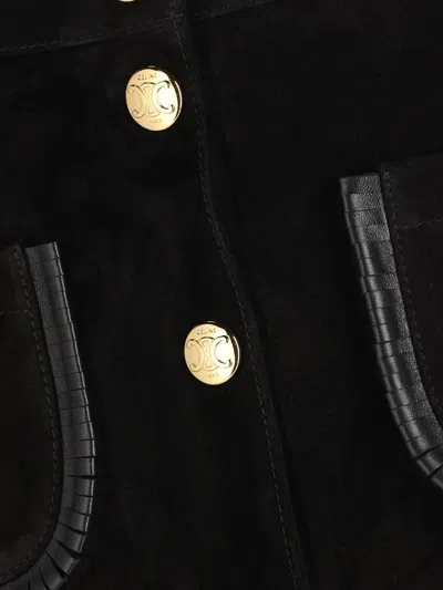 Celine Women Suede Mini Skirt In Black