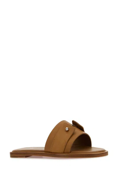 Christian Louboutin Women Chambelimule Donna Flat Calf Wax/lining/cuoio Heel In Brown